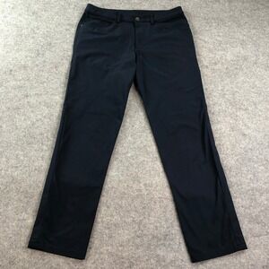 Lululemon Mens ABC Pants 32 Classic Fit Warpstreme Navy Blue 5 Pocket Mid Rise